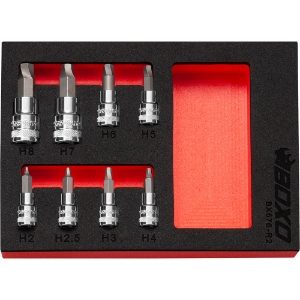 Boxo 1/4" & 3/8" Hex Extractor Bit Socket Set In EVA Foam