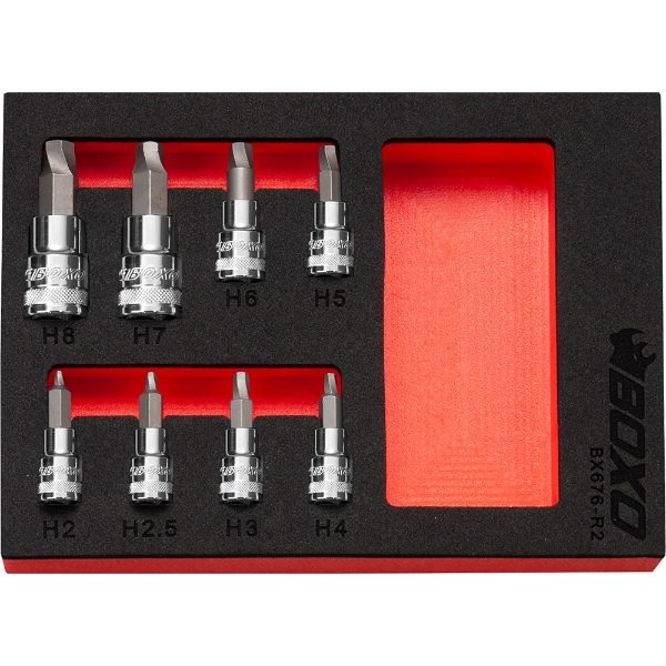 Boxo 1/4" & 3/8" Hex Extractor Bit Socket Set In EVA Foam