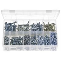 Assorted Box of Machine Screws with Nuts, Round Head, Slotted - BA - Pack 1025