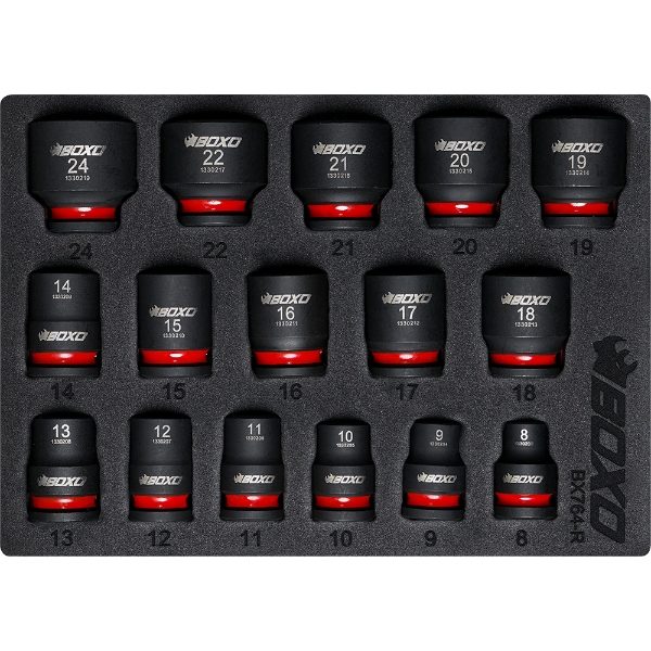 16Pc 3/8"Dr. Shallow Impact Socket Set In EVA Foam